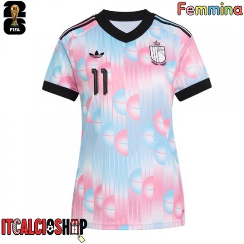 Belgio Jeremy Doku #11 Seconda Maglia Femmina Mondiali 2026 Manica Corta